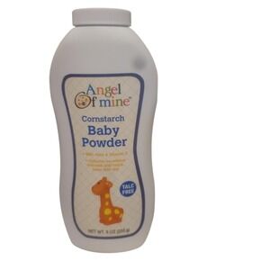 Angel of Mine Cornstarch Baby Powder 9oz Talc Free Made In USA NEW OLD STOCK AB6